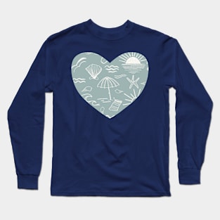 Beach Day Pale Blue and White Long Sleeve T-Shirt